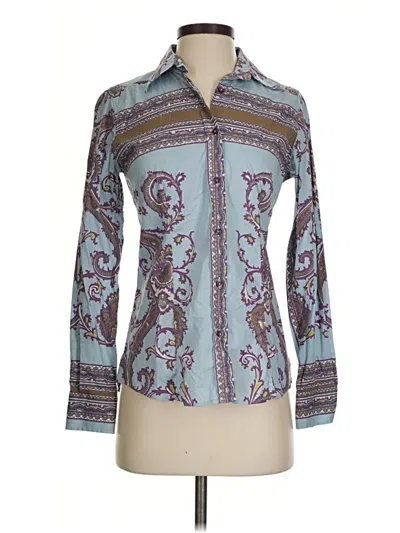 Pre-owned Etro Long Sleeve Blouse In Teal