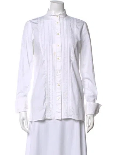 Pre-owned Etro Long Sleeve Blouse In White