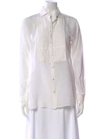 Pre-owned Etro Long Sleeve Blouse In White
