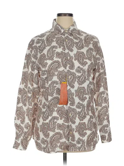Etro Long Sleeve Button Down Shirt In Gold