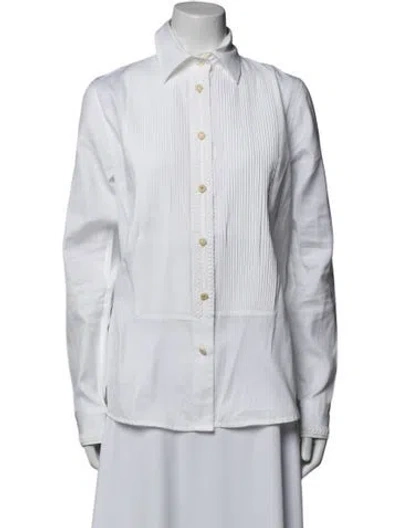 Pre-owned Etro Long Sleeve Button-up Top In Gray