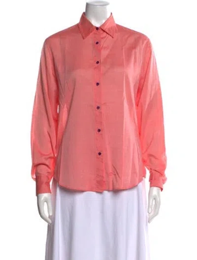 Pre-owned Etro Long Sleeve Button-up Top In Pink
