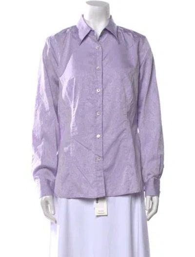 Pre-owned Etro Long Sleeve Button-up Top In Purple
