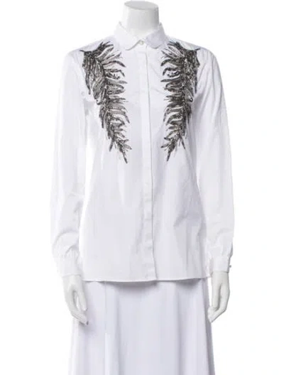 Pre-owned Etro Long Sleeve Button-up Top In White