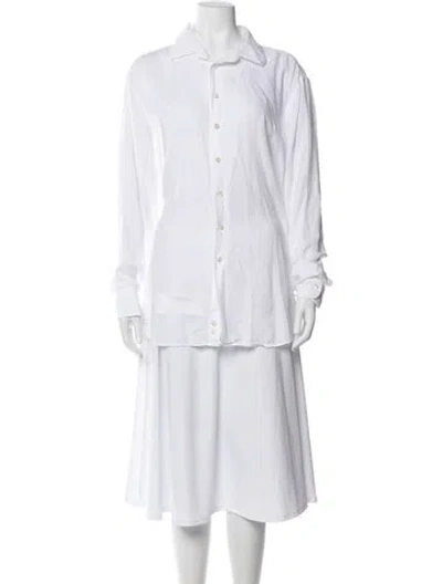 Pre-owned Etro Long Sleeve Button-up Top In White