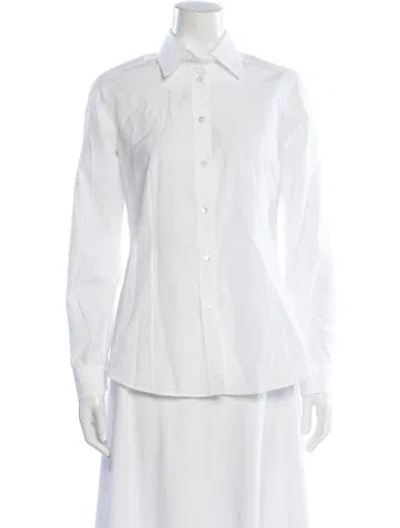 Pre-owned Etro Long Sleeve Button-up Top In White