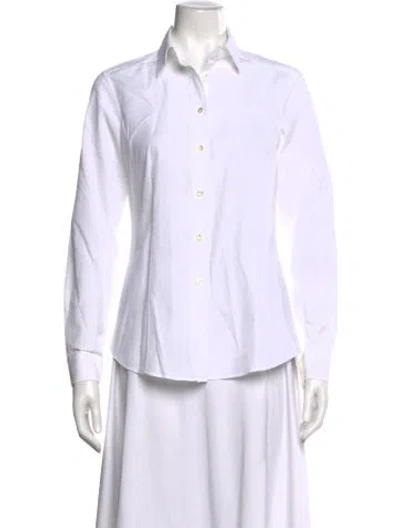 Pre-owned Etro Long Sleeve Button-up Top In White