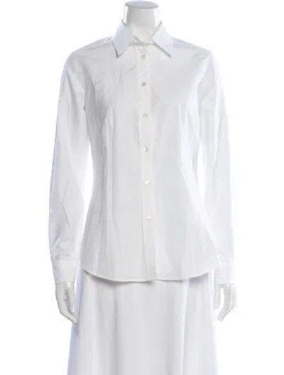 Pre-owned Etro Long Sleeve Button-up Top In White