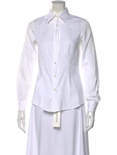 Pre-owned Etro Long Sleeve Button-up Top In White