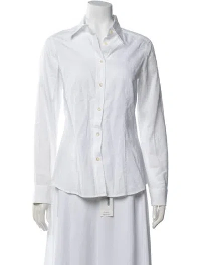 Pre-owned Etro Long Sleeve Button-up Top In White