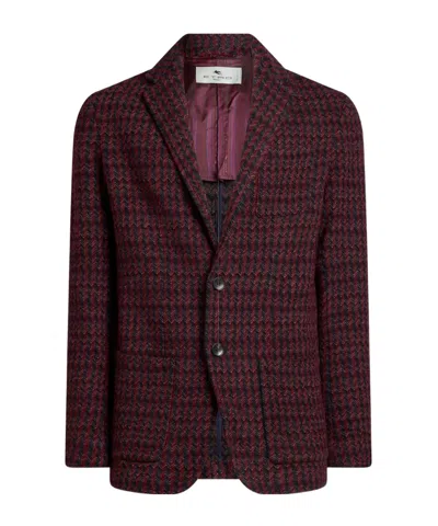 Etro Long Sleeve Casual Jacket In Burgundy