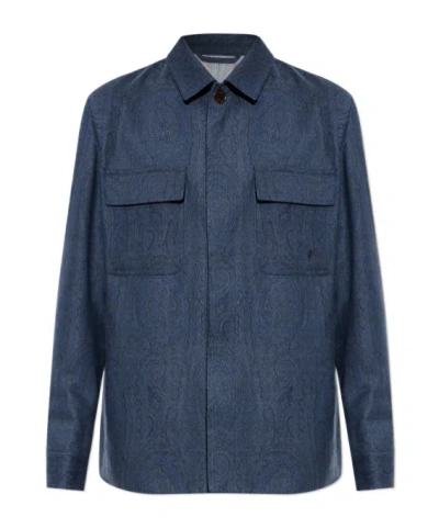 Etro Long Sleeve Casual Jacket In Blue