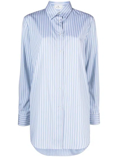 Etro Long Sleeve Casual Shirt In Blue
