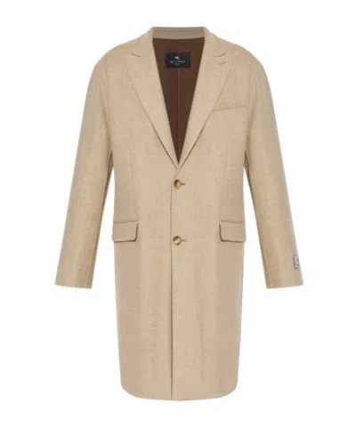 Etro Three-button Wool Coat In Neutral