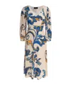 Etro Floral Pattern V-neckline Midi Length Dress In Beige