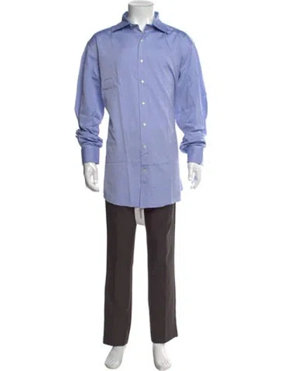 Pre-owned Etro Long Sleeve Dress Shirt In Blue