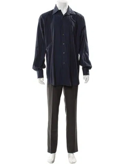 Pre-owned Etro Long Sleeve Dress Shirt In Blue