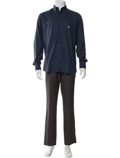 Pre-owned Etro Long Sleeve Dress Shirt In Blue