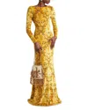 Etro Long Sleeve Gown In Yellow