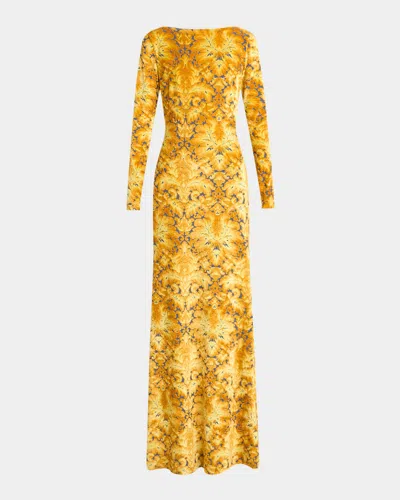 ETRO LONG-SLEEVE OPEN-BACK MAXI DRESS