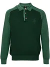 Etro Long Sleeve Polo Shirt With Ribbed Collar In Green