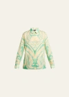 ETRO LONG-SLEEVE PRINTED BUTTON-FRONT TOP