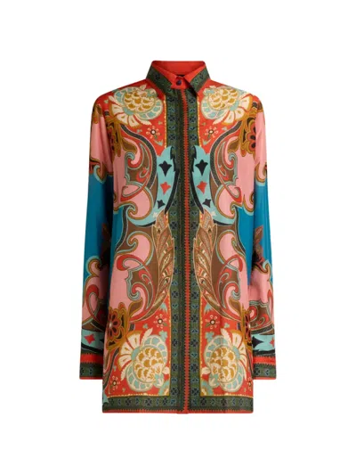 Etro Long Sleeve Dress Bold Print Cuffs In Multi