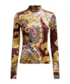 Etro Chenille Sweater With Print In Brown