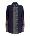 Etro Paisley Print Crepe De Chine Long-sleeved Shirt In Blue