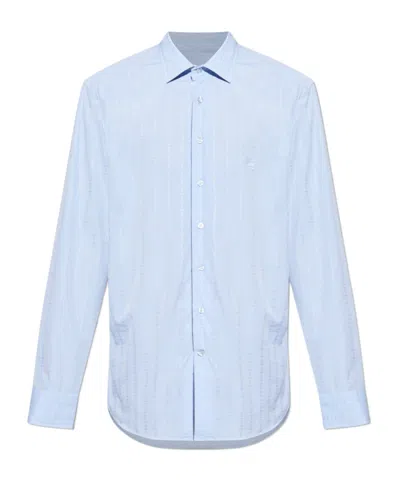 Etro Paisley-embroidered Long-sleeved Shirt In Blue