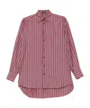 Etro Striped Cotton Shirt Long Sleeves In Pink