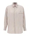 Etro Logo Pocket Striped Cotton Shirt In Nude