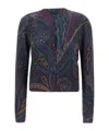 Etro Paisley-print Buttoned Cardigan In Blue