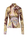 Etro Paisley Print Viscose Mock-neck Top In Multicolor