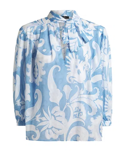 Etro Long-sleeved Blouse In Clear Blue
