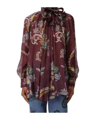 Etro Long-sleeved Blouse In Burgundy