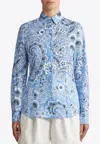 Etro Paisley-print Cotton Blend Shirt In Blue