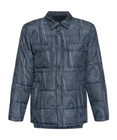 Etro Long-sleeved Casual Jacket In Blue