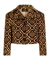 Etro Tapestry Patterned Cropped Velvet Jacket In Brown