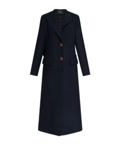 Etro Long-sleeved Coat In Black