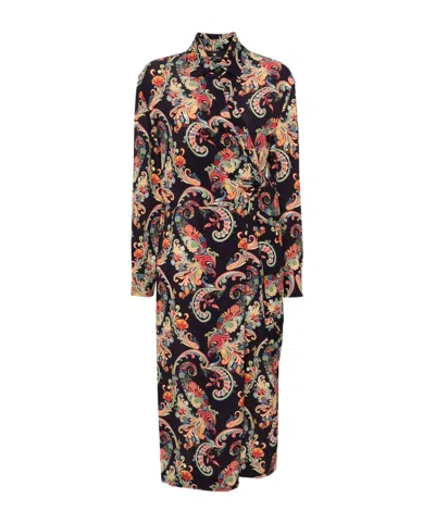 Etro Long-sleeved Dress In Black