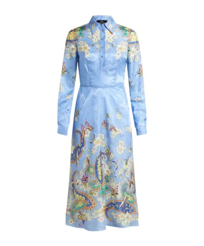 Etro Long-sleeved Dress In Blue