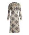 Etro Check Print Twill Dress In Gray