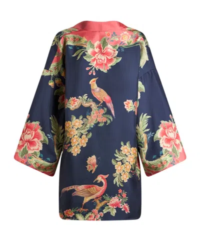 Etro Floral-print Twill Silk Dress In Blue