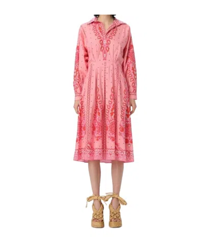 Etro Chemisier Pink Cotton Midi Dress 40