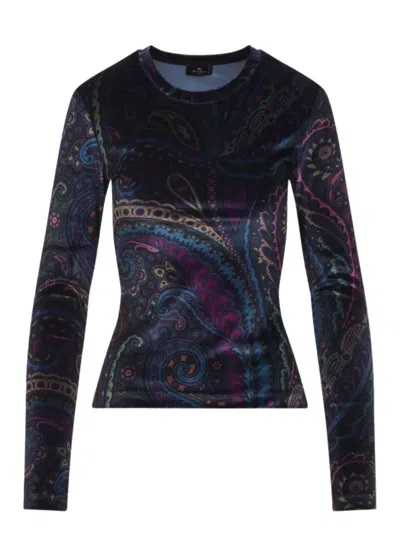 Etro Long-sleeved Fitted Top With Vibrant Paisley Pattern
