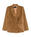 Etro Camel-colored Ribbed Double-breasted Blazer In Brown