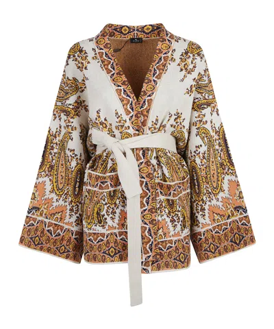 Etro Long-sleeved Knitted Cardigan In Multi