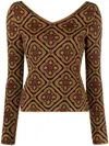 Etro Floral-jacquard Knitted Jumper In Brown