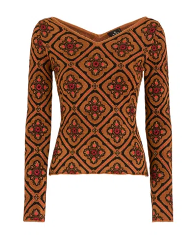ETRO ETRO FLORAL-JACQUARD KNITTED JUMPER